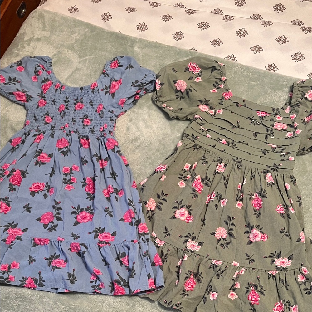 The Children's Place Floral Dress Set - Blue and Green